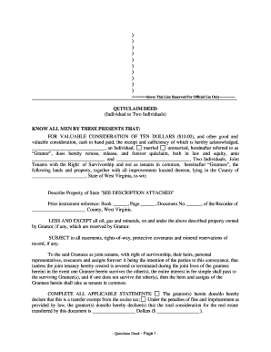 Virginia Quit Claim Deed  Form