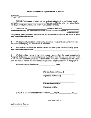 Waiver of Rights to Property Form
