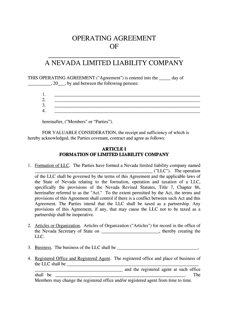 Company Operating  Form