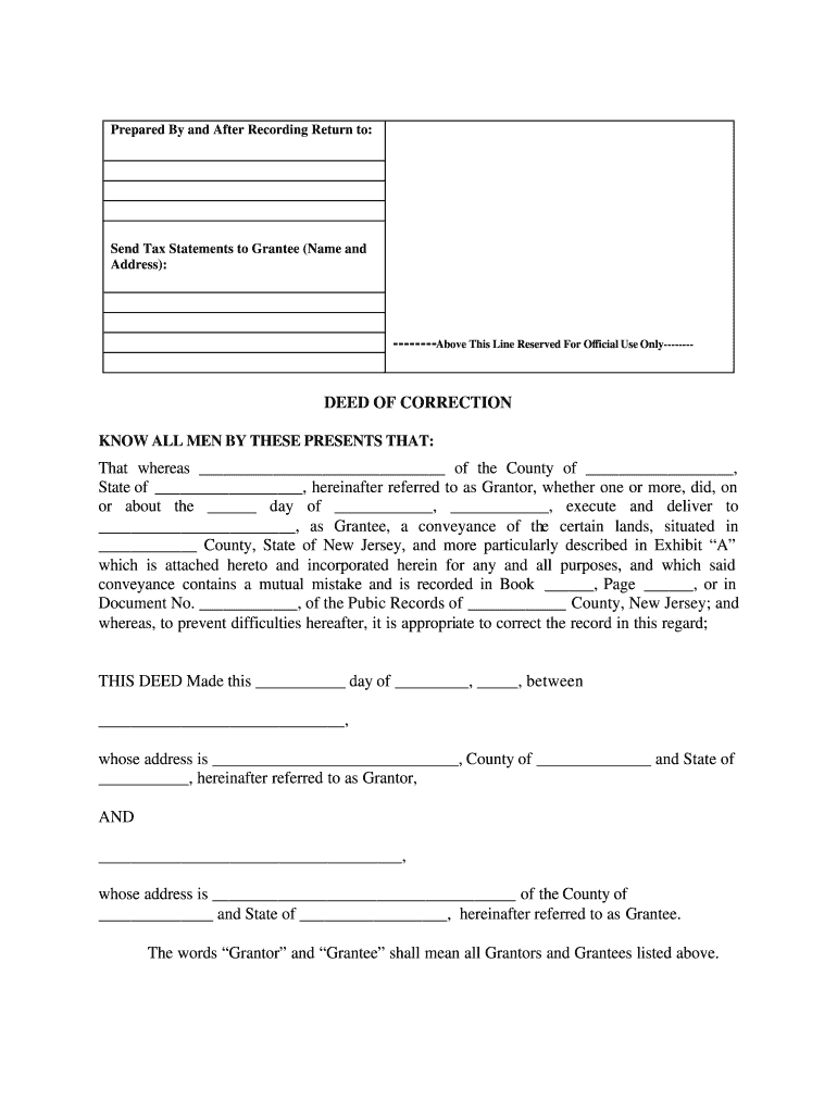 Corrective Deed Nj  Form