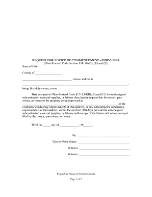 Ohio Notice of Commencement Form