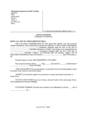 Fillable Quit Claim Deed  Form