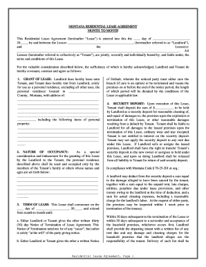 Montana Residential Lease Agreement  Form