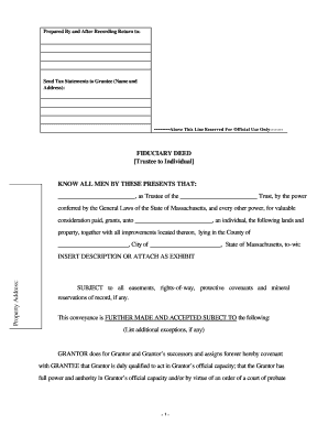 Personal Representative Deed Massachusetts Sample  Form