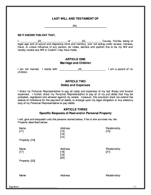 Joint Will Sample  Form