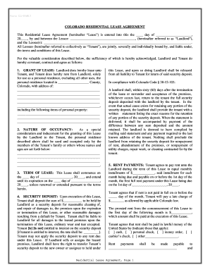 Colorado Residential Rental Lease Agreement  Form