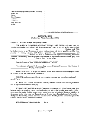 Sc Quitclaim Deed  Form