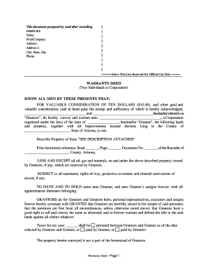 Warranty Deed Arizona Download  Form