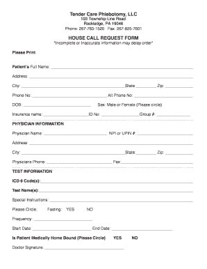 Tender Care Phlebotomy  Form