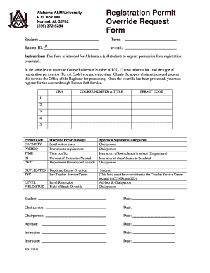  Aamu Override Form 2012-2024