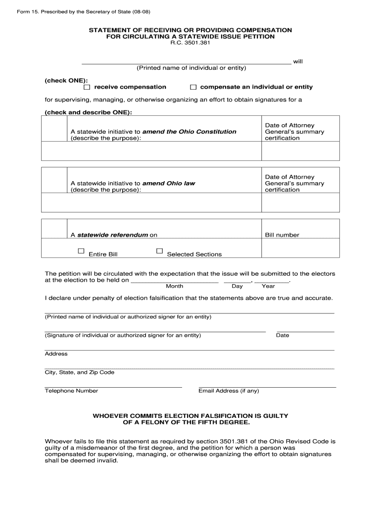  Ohio Form 15 2008-2024