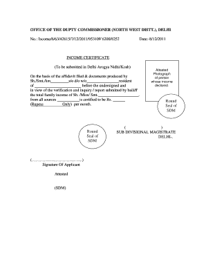 Income Certificate Format Word