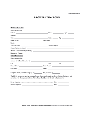 Get and Sign Student Registration Form PDF 