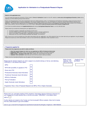 University of East London Application Form