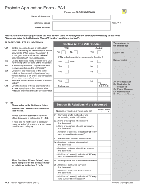 Probate Application Form