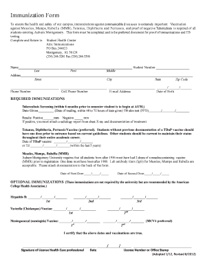 Immunization Forms