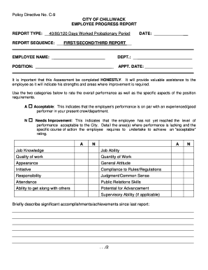 Employee Progress Report  Form