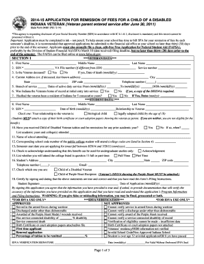 15 APPLICATION for REMISSION of FEES for a CHILD of a Iupui  Form