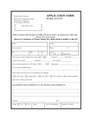 Work Study Application Form