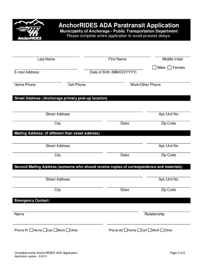 Anchor Rides Application  Form