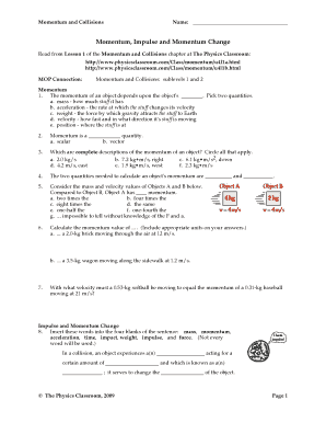 Physics Classroom Momentum Form