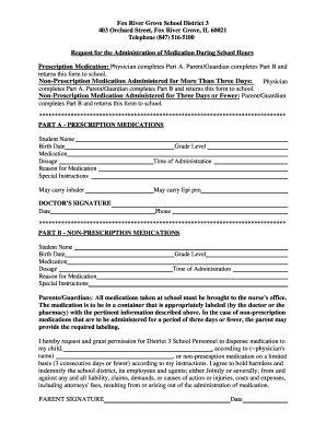 Medication Administration Form for School