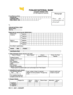 Pnb Account Opening Form