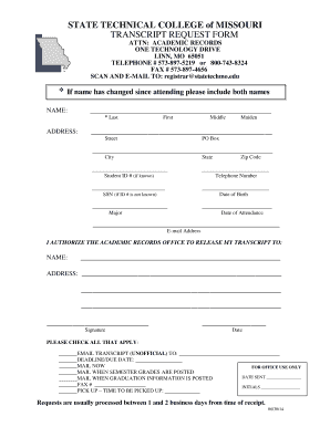 Linn State Technical College Transcript Request Form