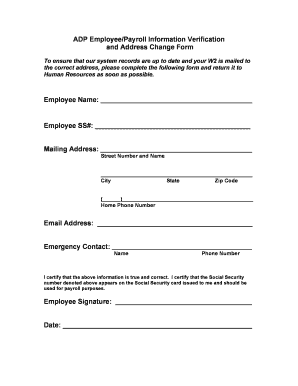 Verification of Contact Information Form