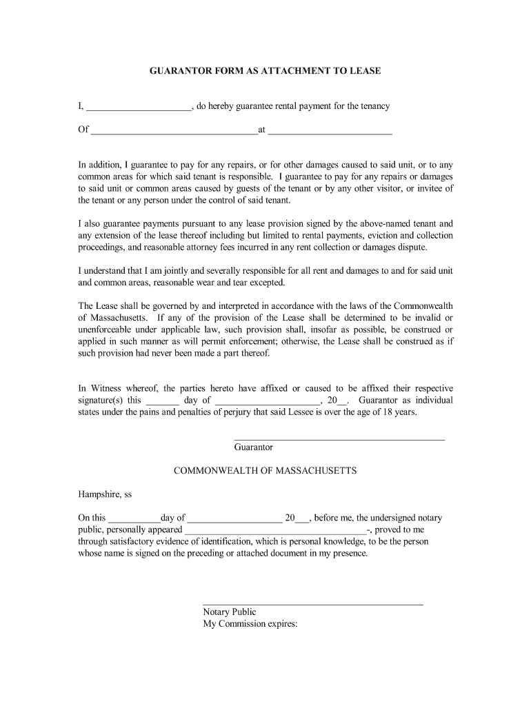 Blank Form for a Guarantor of a Lease