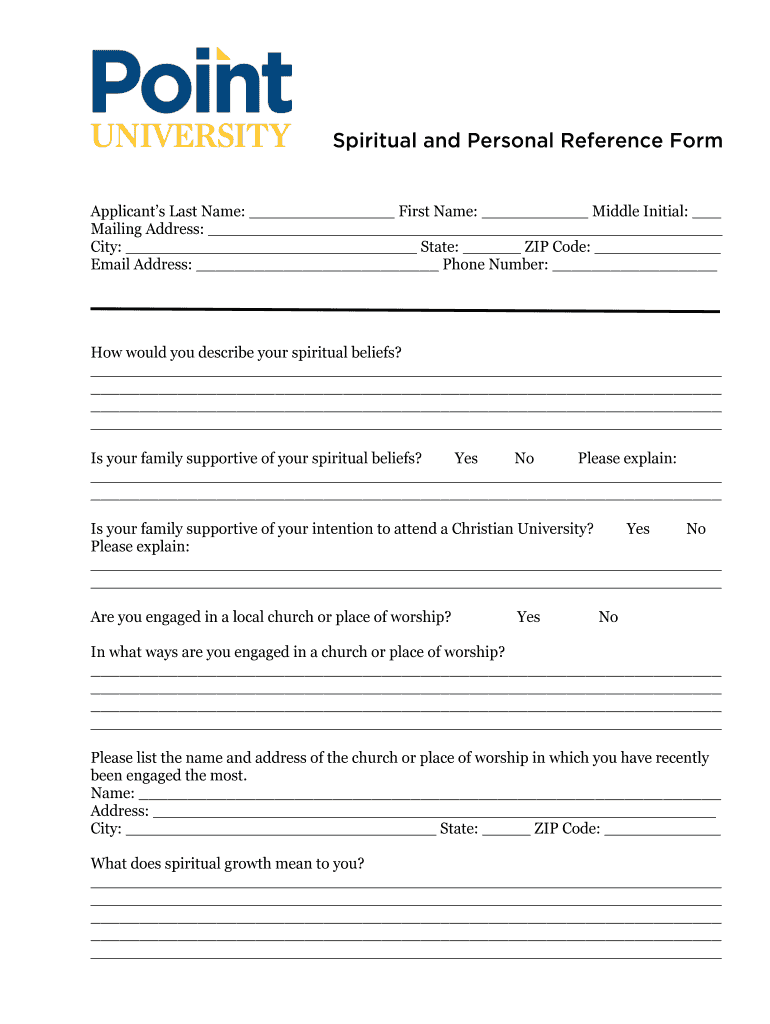 Writing a Personal Spiritual Reference Letter  Form
