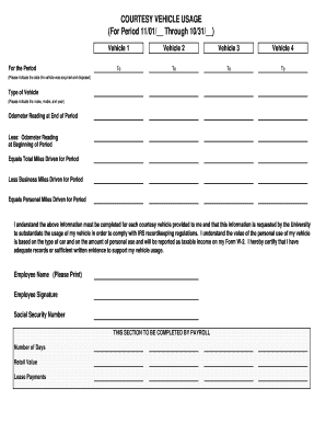 Courtesy Car Form