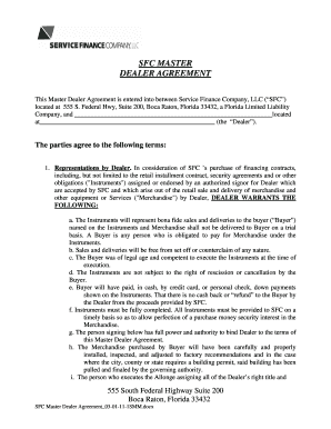 Master Dealer Agreement  Form