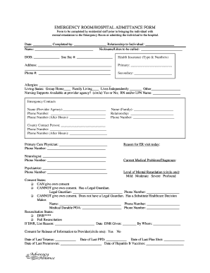 Emergency Room Discharge Papers Printable  Form