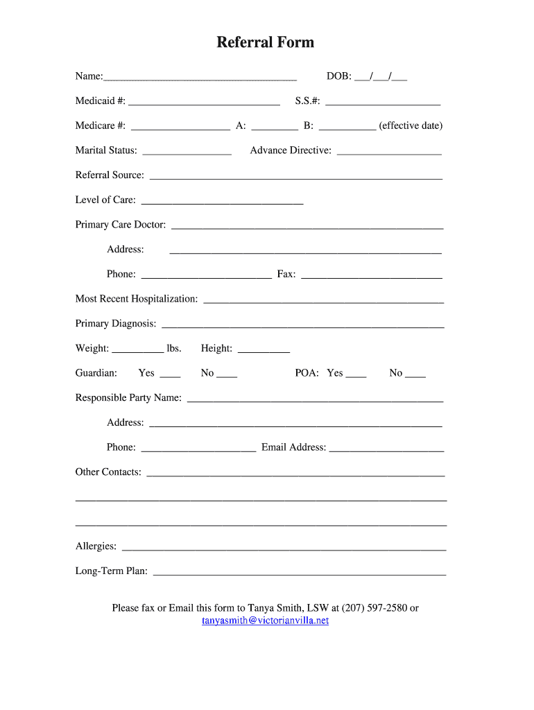 Admission Referral Form