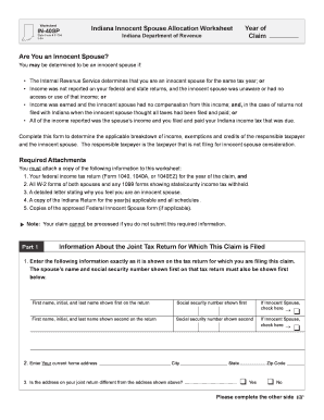 Are You an Innocent Spouse? Required Attachments Information