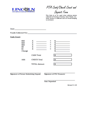 Pta Money Counting Form
