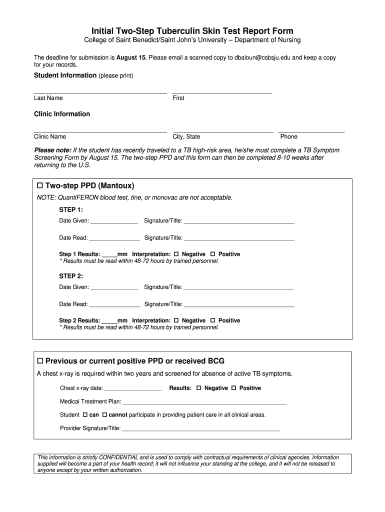 Tb Skin Test Form Fill Out and Sign Printable PDF Template signNow