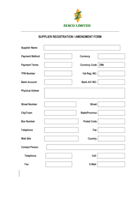 Zesco Supplier Registration  Form