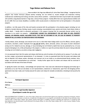 Yoga Waiver Form Template Fill Out