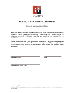 Orientation Acknowledgement Form