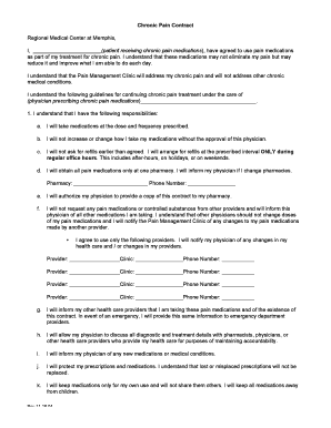 Chronic Pain Contract the University of Tennessee Health Uthsc  Form
