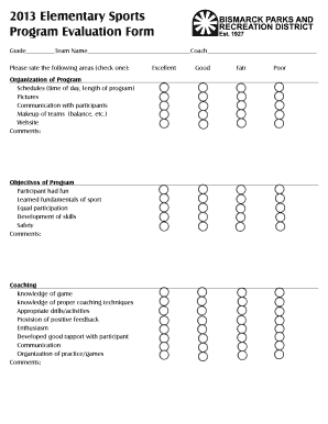 Sports Evaluation Form Template