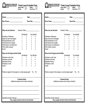 Tennis Tryout Evaluation Form