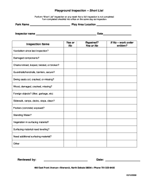 Playground Inspections High Frequency Form Bisparks