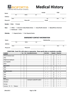 Download Our Medical History Form Biofortis Clinical Research