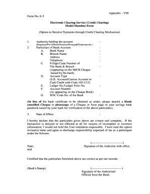 Model Mandate Form PDF