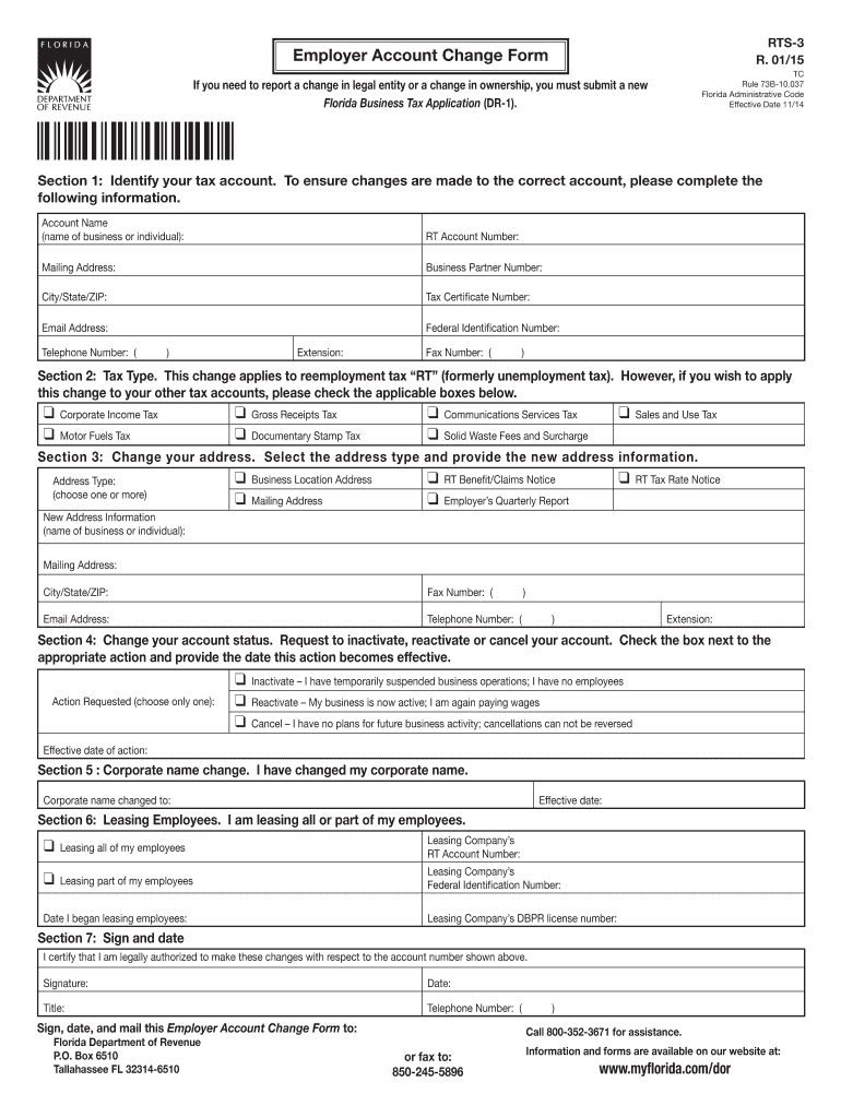  Change Address or Account Status  Florida Department of Revenue 2015