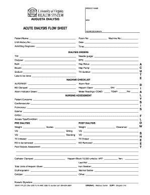 Dialysis Flow Sheet Example  Form