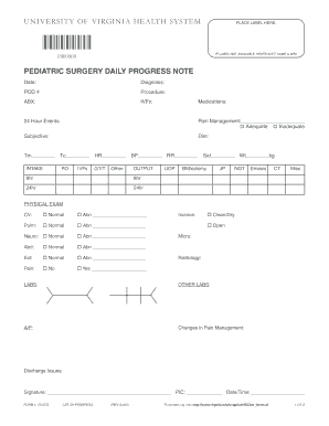 Surgery Daily Progress Note  Form